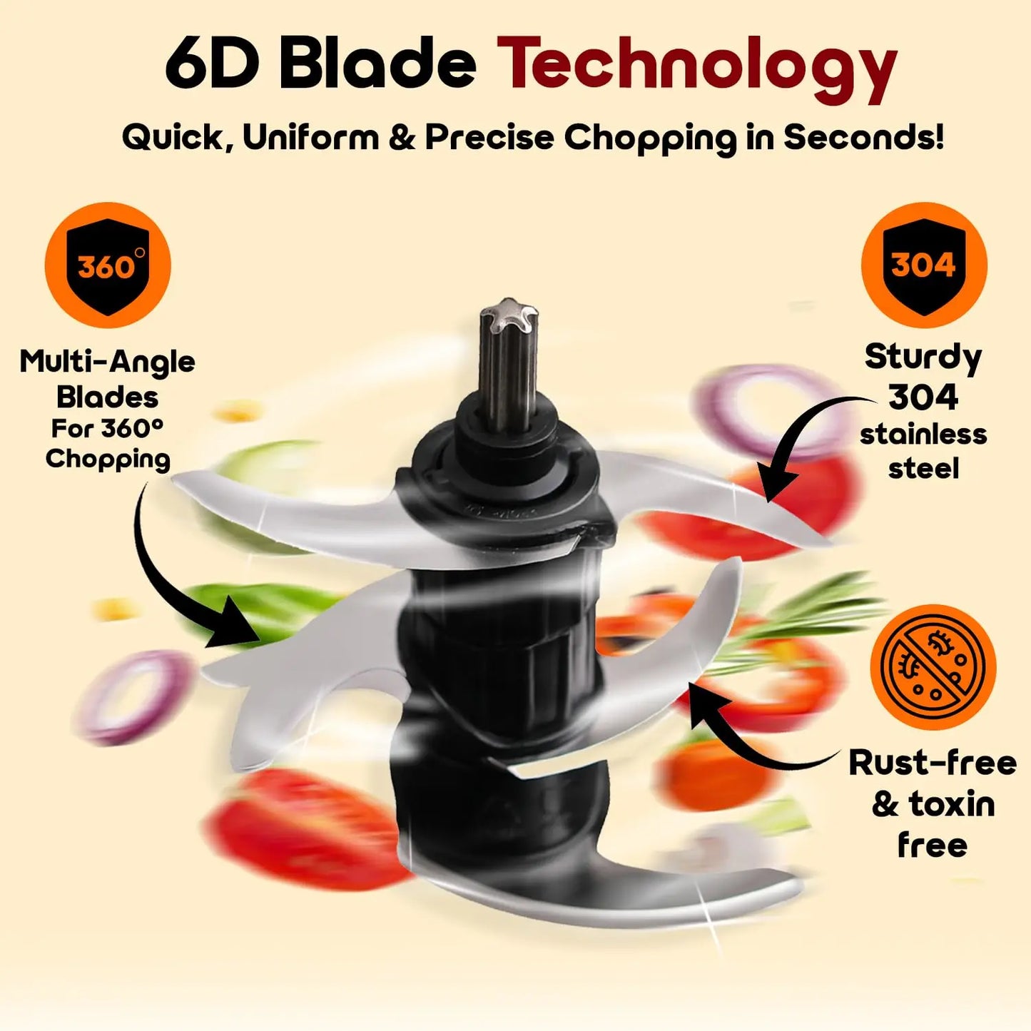 InstaCuppa Electric Chopper with Garlic Peeler, Stainless Steel Blades & Egg Beater Attachments, Busy Mom Kitchen Helper for Chopping, Mincing, Cutting, Grating Meat & Vegetable, 500 ML, 400W