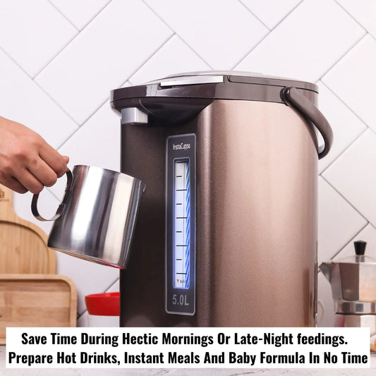 InstaCuppa Electric Kettle Dispenser With Temperature Control, Stay Warm Function, 5 Litres Capacity, Automatic Shut-Off And Dry-Boil Protection, Rapid Heating For Tea, Coffee And Instant Meals
