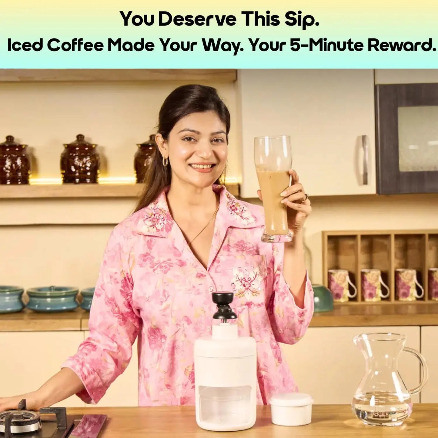 InstaCuppa Manual Ice Shaver iced coffee reward - you deserve this sip your 5-minute me-time treat