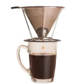 InstaCuppa Pour Over Coffee Dripper Stainless Steel Slow Drip Coffee Filter Metal Cone Paperless Reusable Single Coffee Maker 1-2 Cup Drip Brew Coffee with Double Mesh Liner