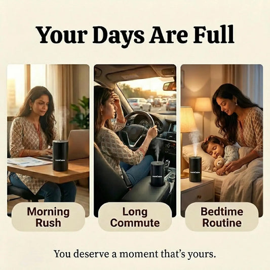 InstaCuppa aroma diffuser showing waterless cold diffusion technology