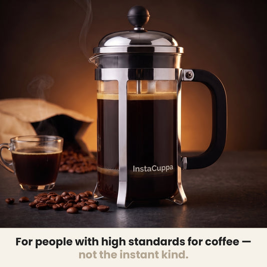 InstaCuppa French Press Coffee Maker - Clear - borosilicate glass carafe · 600 ml