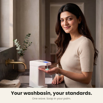 InstaCuppa Automatic Soap Dispenser 350 ml - your washbasin, your standards: one wave and the gel handwash is in her palm at the basin