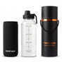 InstaCuppa Borosilicate Glass Water Bottle with Sports Sipper Lid, Innovative Time Markings, Neoprene Sleeve for Protection