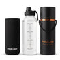 InstaCuppa Borosilicate Glass Water Bottle with Sports Sipper Lid, Innovative Time Markings, Neoprene Sleeve for Protection