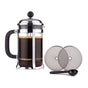InstaCuppa French Press Coffee Maker with Smooth Plunger Mechanism, 4 Part Filtration, Measurement Markings