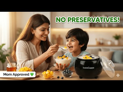 InstaCuppa Automatic Curd Maker Machine | Probiotic-Rich Yogurt Maker with Auto Temperature Regulation, Premium 304 Stainless Steel Inner Container, 1 Liter