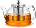 InstaCuppa Borosilicate Glass Teapot with Removable Stainless Steel Infuser, Perfect for Infusing Blooming Teas, Loose Leaf Teas, 1200 ML