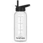 InstaCuppa Borosilicate Glass Water Bottle with Straw Sipper Lid, Innovative Time Markings, Neoprene Sleeve for Protection