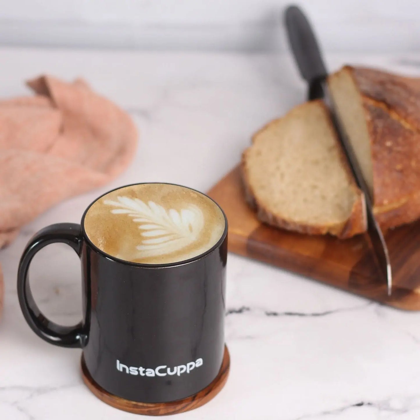 InstaCuppa Ceramic Coffee Mugs with Handle Home Kitchen Use,Business,Gift,Ceramic 350 ML , Pack of 4 , Black