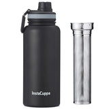 InstaCuppa Thermos Fruit Infuser Water Bottle - Double Walled Vacuum Insulation, Full Length Stainless Steel Infusion Unit,