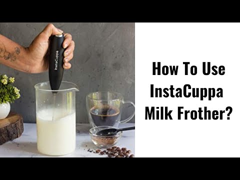 InstaCuppa Milk Frother for Coffee - Handheld Battery-Operated Electric Milk and Coffee Frother, Stainless Steel Whisk and Stand, Portable Foam Maker for Coffee - Upgraded Version