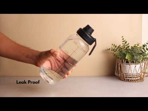 InstaCuppa Borosilicate Glass Water Bottle with Sports Sipper Lid, Innovative Time Markings, Neoprene Sleeve for Protection