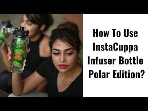 InstaCuppa Tritan Fruit Infuser Water Bottle with Polar Ice Ball Infuser, Flip Top Sipper Lid, Neoprene Sleeve, Detox Recipes eBook