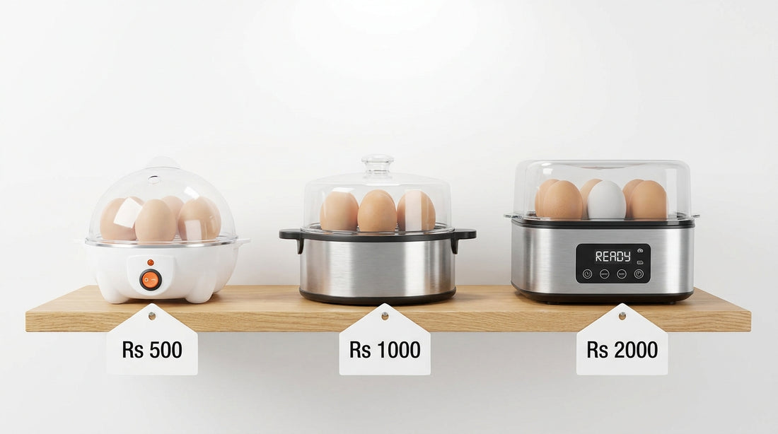 Egg boiler price comparison Rs 500 vs 1000 vs 2000