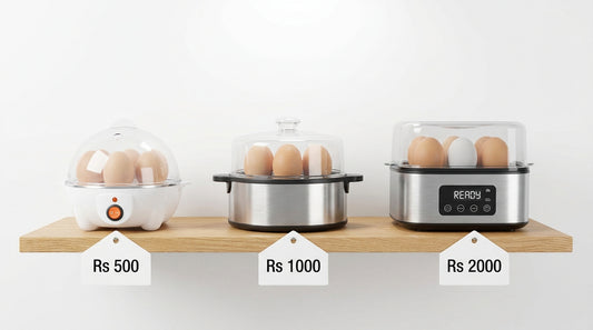 Egg boiler price comparison Rs 500 vs 1000 vs 2000