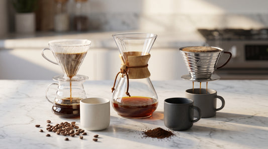 V60 Chemex and Kalita Wave pour over drippers compared side by side