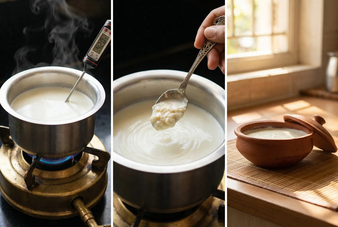 Making curd at home step by step milk and starter
