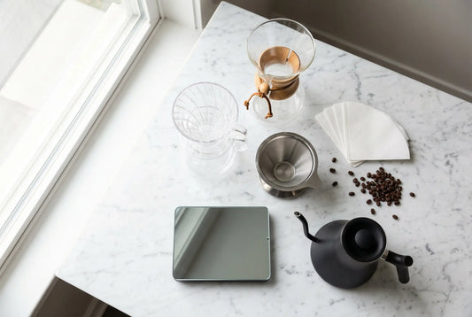 Best pour over coffee makers and drippers flat lay