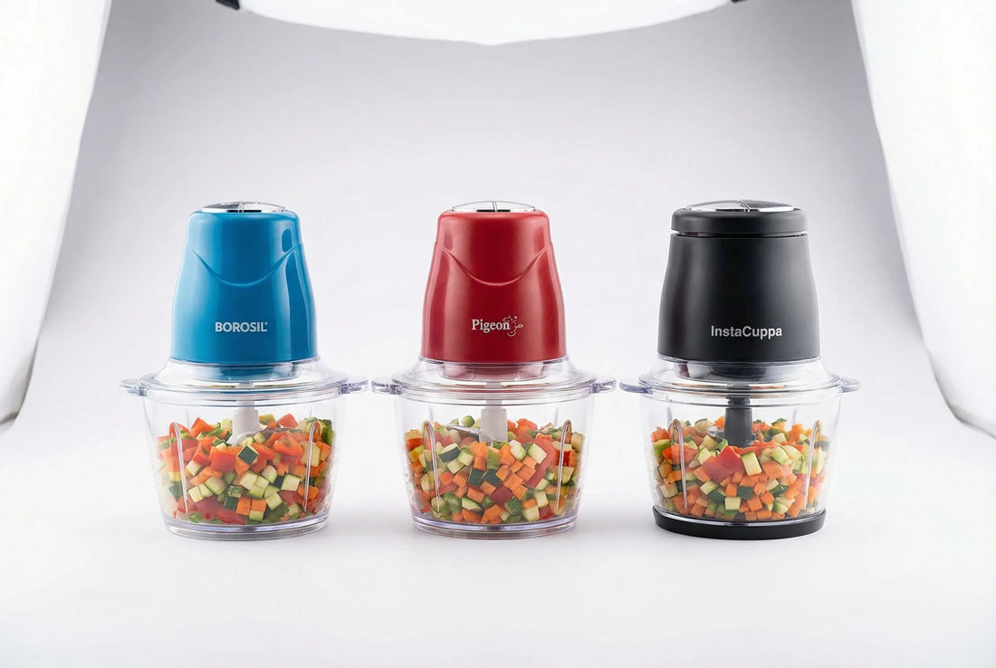 Borosil vs InstaCuppa vs Pigeon electric chopper comparison