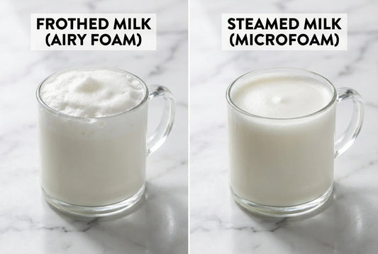 Frothed milk vs steamed milk side by side comparison