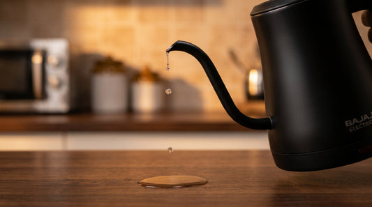 Gooseneck kettle with water dripping from spout showing common problems