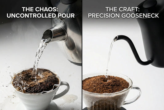Gooseneck spout vs regular kettle spout pouring comparison