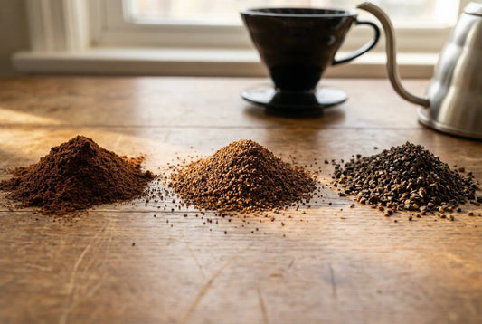 Pour over coffee grind sizes compared side by side