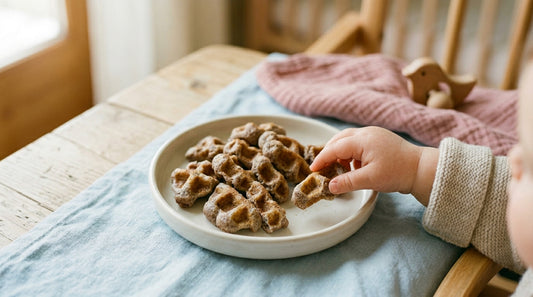 Baby ragi waffle strips on plate