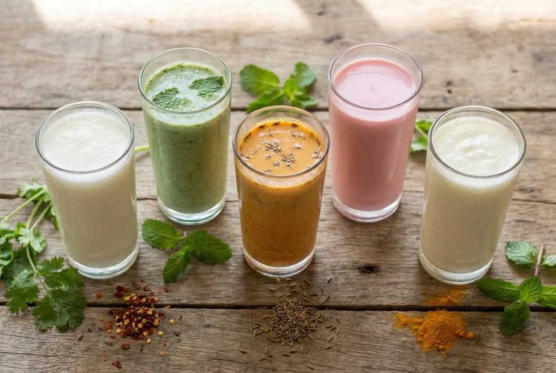 Five regional buttermilk chaas variations from India