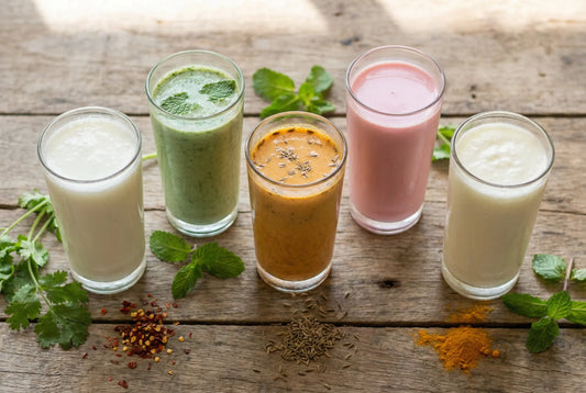 Five regional buttermilk chaas variations from India