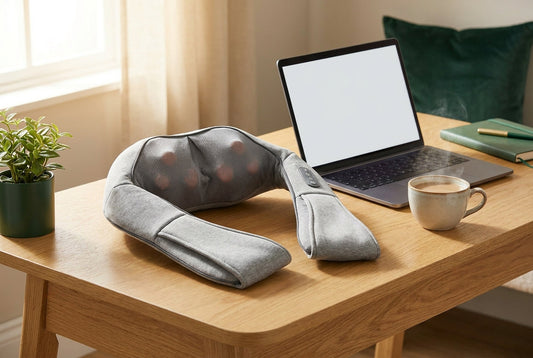 Best neck massager in India 2026 — shiatsu neck and shoulder massager on a desk