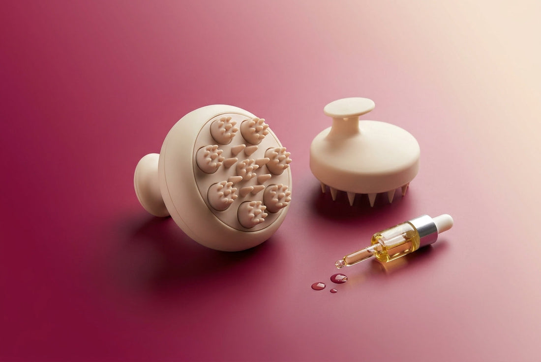 Best scalp massager in India 2026 — electric and manual silicone scalp massagers with a hair oil dropper