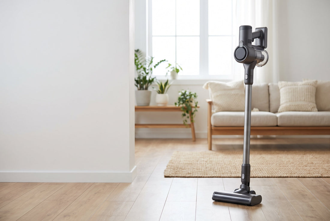 Best cordless vacuum cleaner in India 2026 - slim cordless stick vacuum on a wooden floor