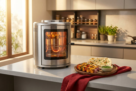Best electric tandoor in India 2026 — stainless steel drum electric tandoor cooking paneer tikka and naan