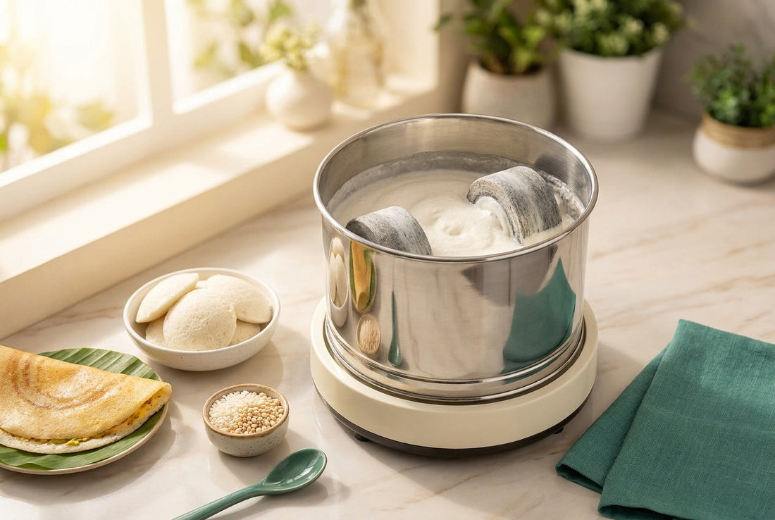 Best wet grinder in India 2026 grinding idli and dosa batter on a kitchen counter