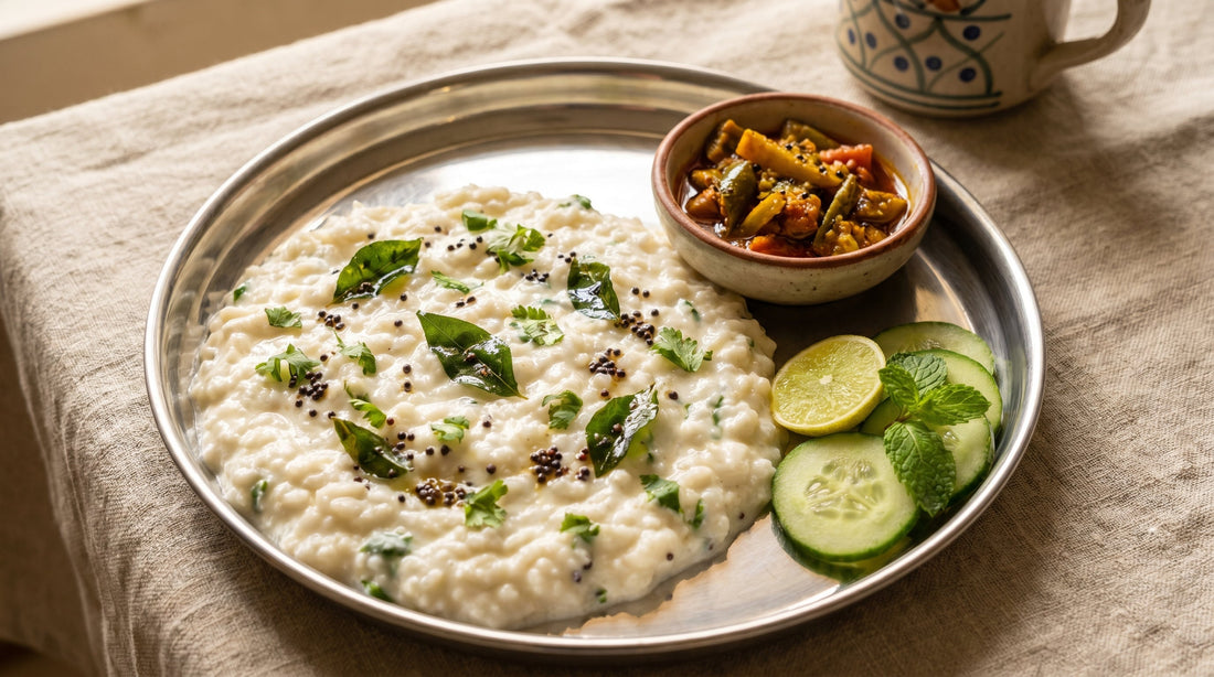 Dahi chawal recipe - North Indian yogurt rice with boondi pomegranate and fresh curd