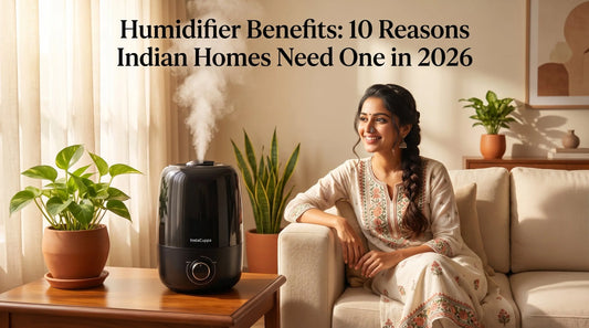 Humidifier benefits for Indian homes — cool mist humidifier in a cozy living room