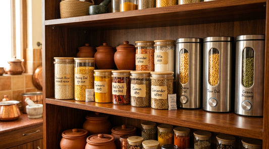 Monsoon pantry audit India organized airtight jars storage checklist