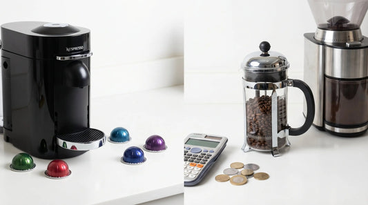 Nespresso machine with pods versus French press with coffee beans cost comparison