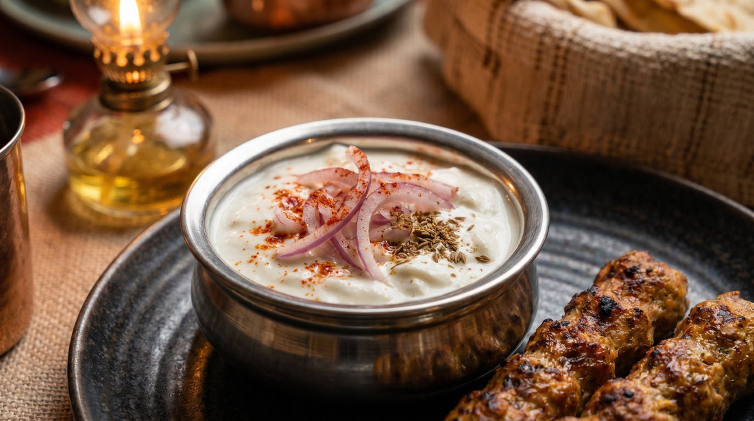 Onion raita recipe - pyaaz raita with sliced red onions in creamy fresh curd