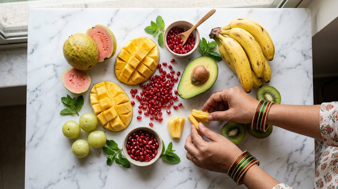 Protein rich fruits - guava pomegranate jackfruit and amla