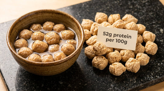 Soya chunks protein - dry and soaked form comparison