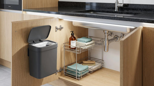 Under sink dustbin hidden waste station setup