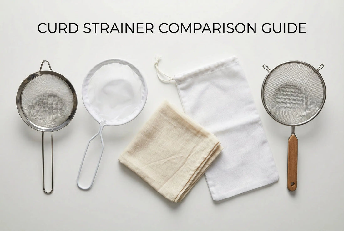 Five types of curd strainers for Greek yogurt compared