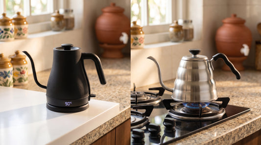 Electric vs stovetop gooseneck kettle comparison for Indian kitchens