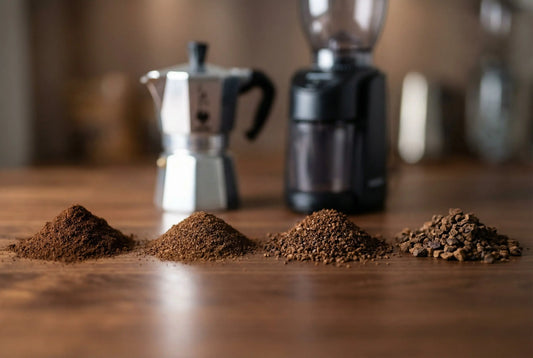 Moka pot coffee grind sizes from fine to coarse comparison