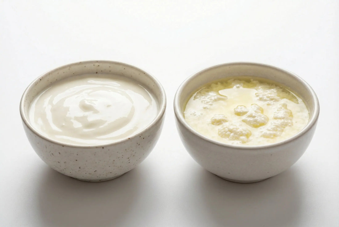 Thick creamy curd vs thin watery curd comparison