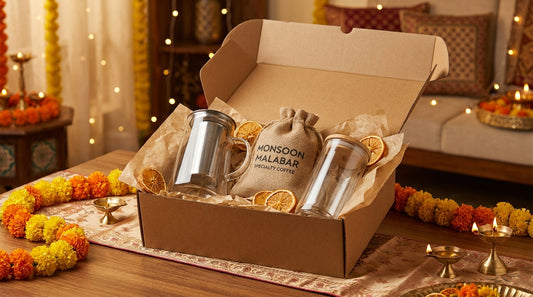 Cold brew coffee maker gift set with beans and tumbler in gift box