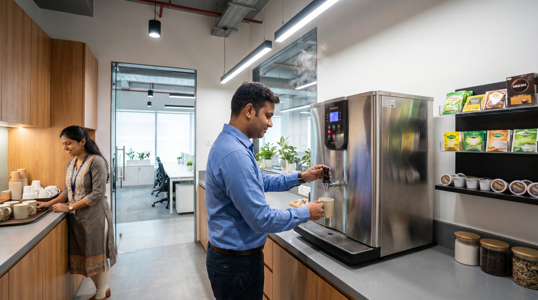 Hot water dispenser in modern office pantry